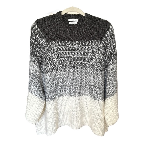 MNG Wool Blend Sweater Oversized Chunky Gradient Pullover Neutral, Size XS - Picture 12 of 14